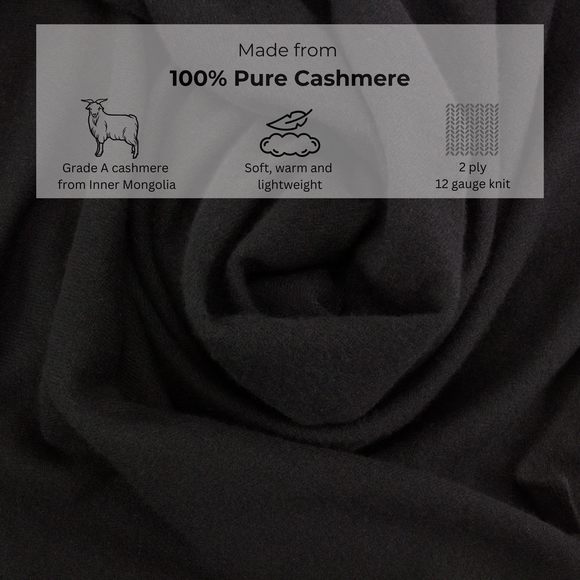 100% Pure Cashmere Travel Wrap, Shawl, Scarf & Blanket Black, Storage Bag +😏